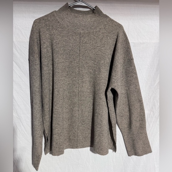Magaschoni Sweaters - Magaschoni tan mock neck knit split hem sweater Size XL